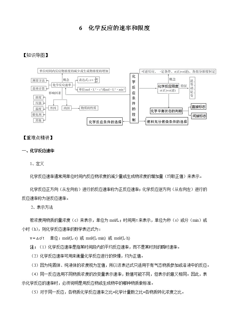 高中化学新版必修二  第06讲 化学反应的速率和限度满分版 试卷01