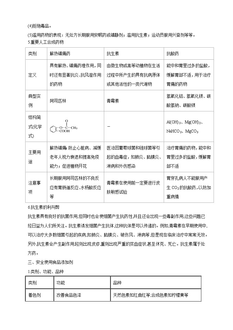 高中化学新版必修二  第12讲 化学品的合理利用提升版 试卷03