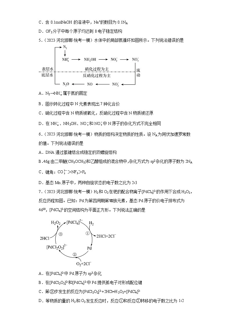 河北省邯郸市2021届-2023届高考化学三年模拟（一模）按题型分类汇编-01选择题第2页