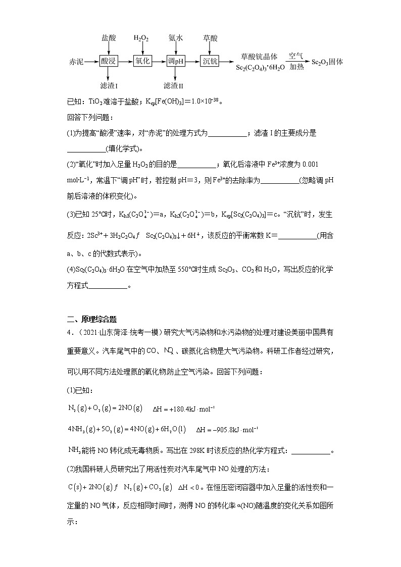 山东省菏泽市2021届-2023届高考化学三年模拟（一模）按题型分类汇编-02非选择题03