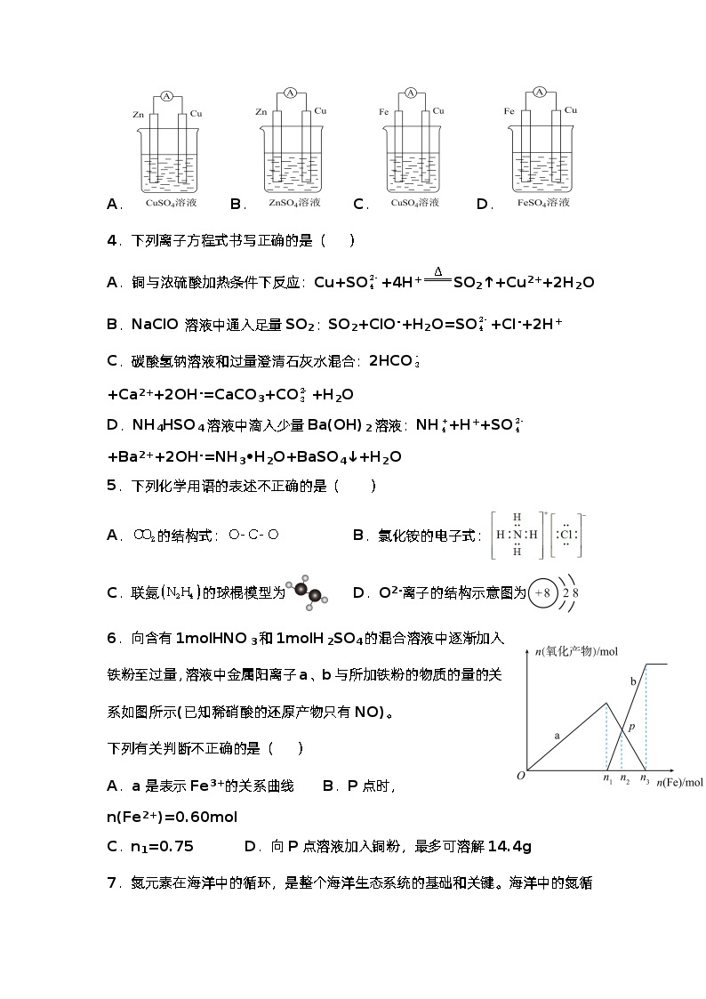 山东省济宁市曲阜夫子学校2022-2023学年高一下学期期中考试+化学试题02