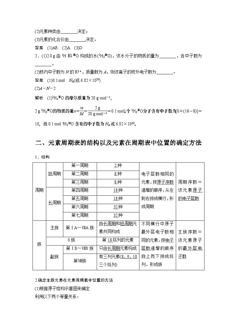 第4章 第1节 第4课时　原子结构与元素周期表复习课 学案（教师版）2022-2023学年高一化学人教版（2019）必修第一册第2页