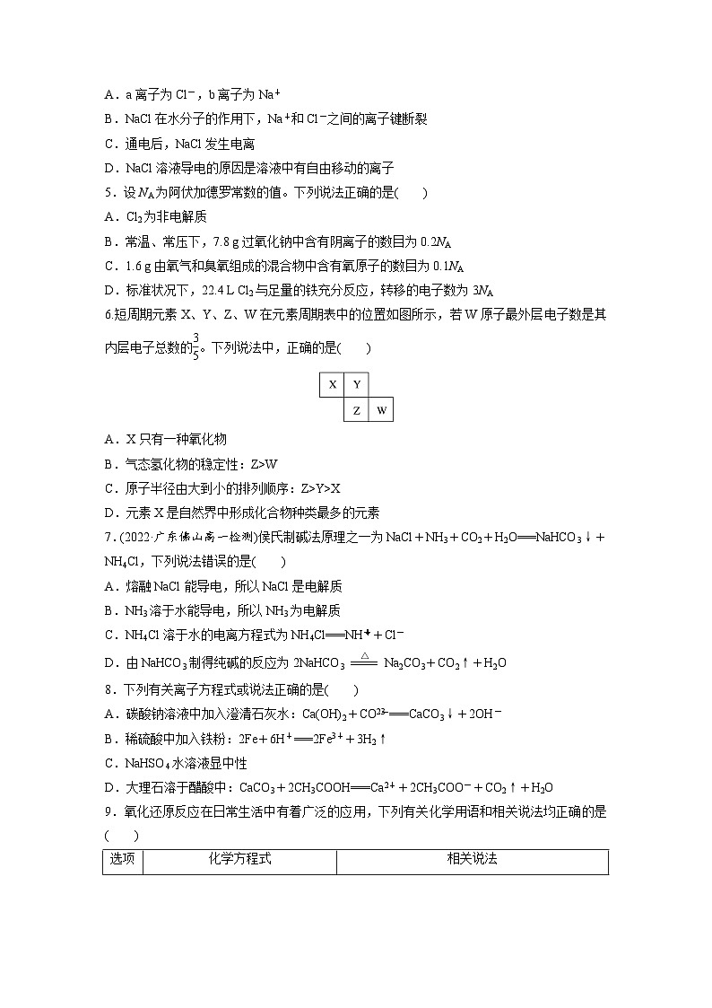 模块综合试卷(一) 学案2022-2023学年高一化学人教版（2019）必修第一册02