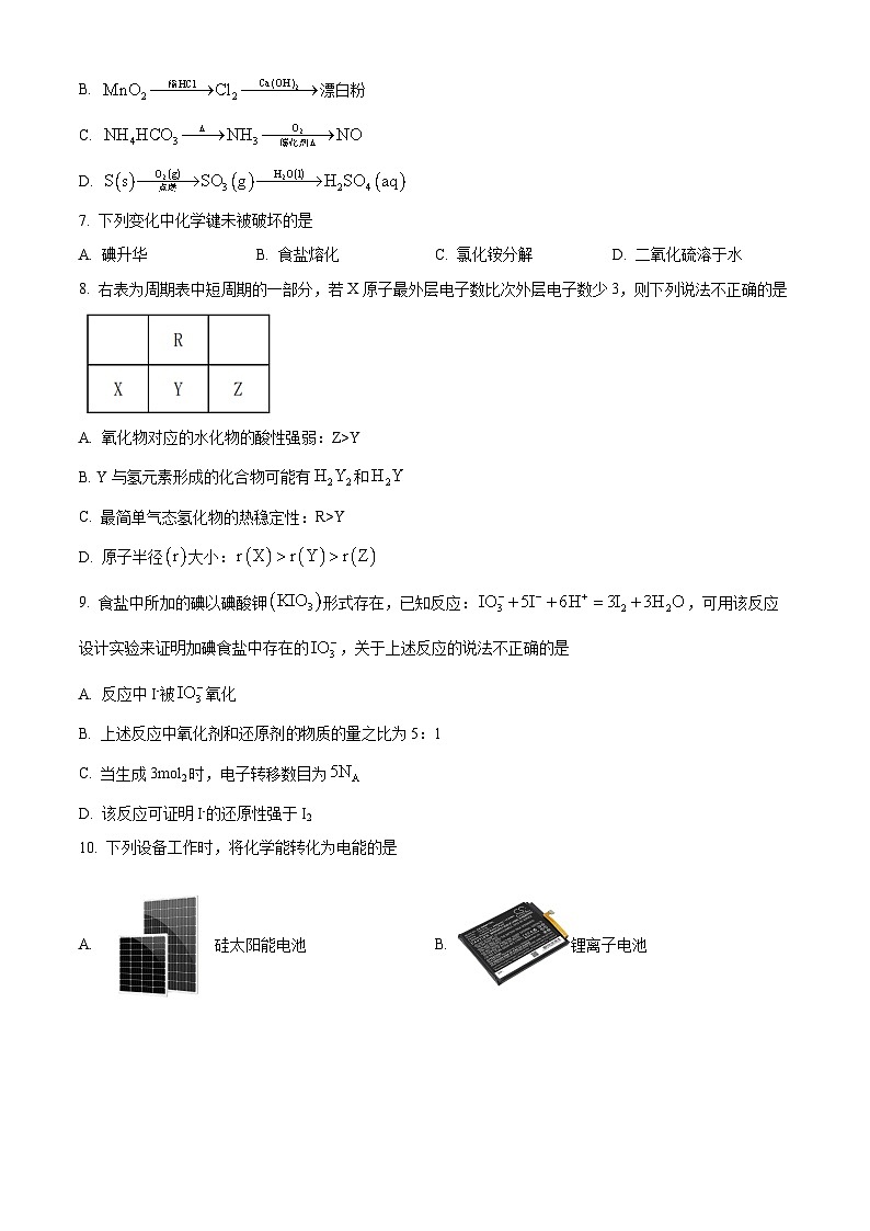浙江省杭州市六县九校联考2022-2023学年高一下学期4月期中考试化学试题  Word版无答案第2页