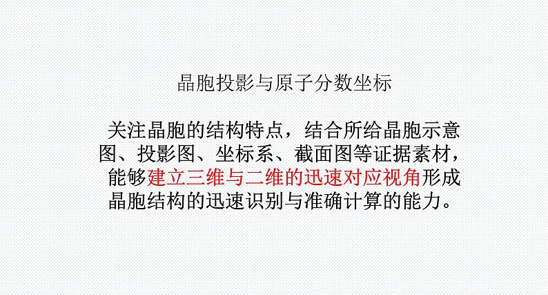 2023届高三化学高考备考二轮复习课件——原子分数坐标与晶胞投影01