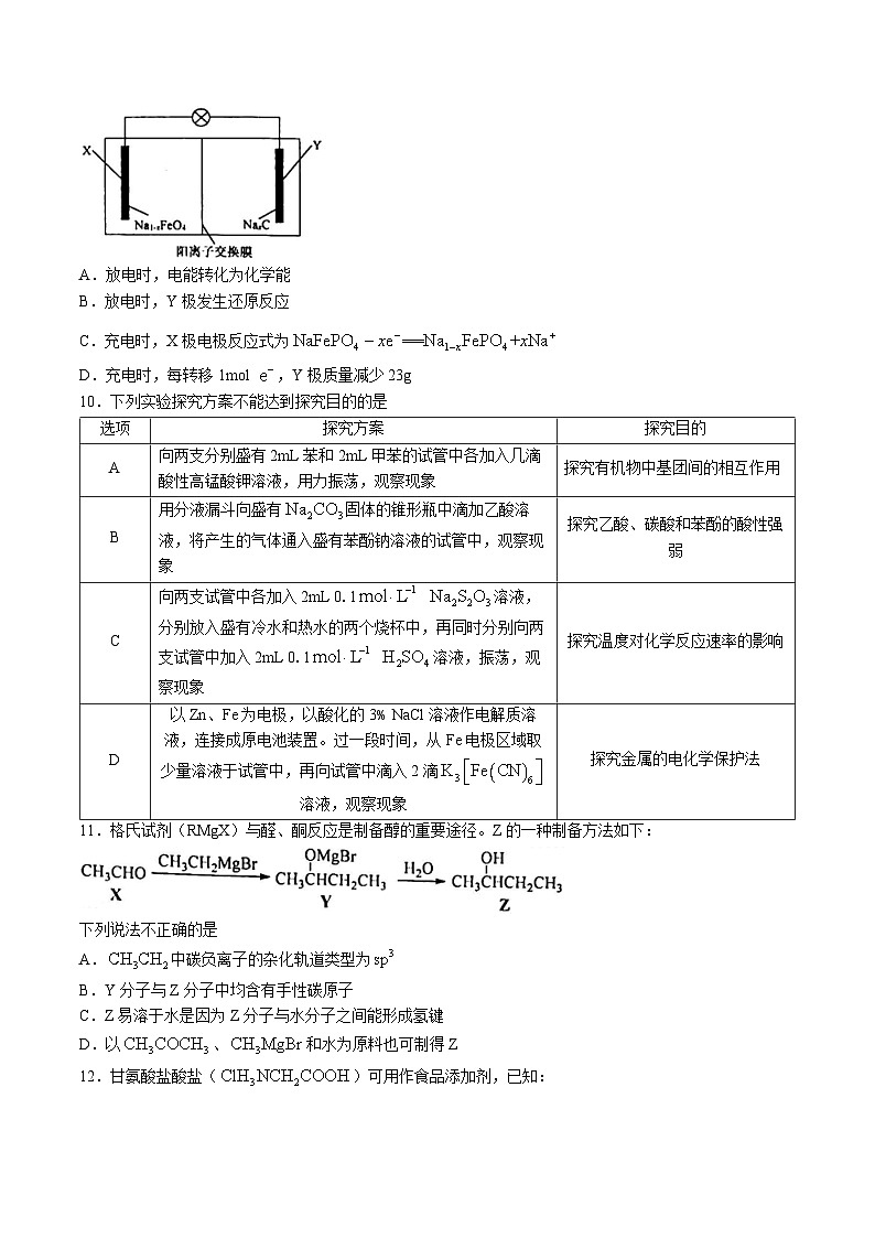 2023届江苏省南京市高三二模化学试卷及答案第3页