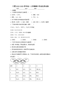 宁夏2022-2023学年高一上学期期中考试化学试卷（含解析）