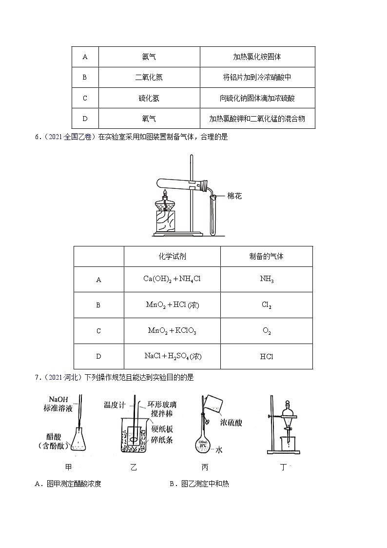专题11 化学实验基础——【全国通用】2020-2022三年高考化学真题分类汇编（原卷版+解析版）03