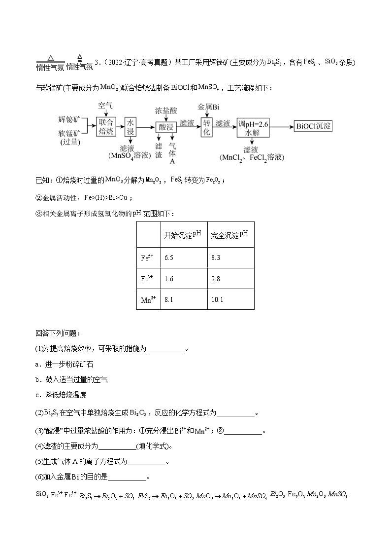 专题14 元素及其化合物知识的综合应用——【全国通用】2020-2022三年高考化学真题分类汇编（原卷版+解析版）02