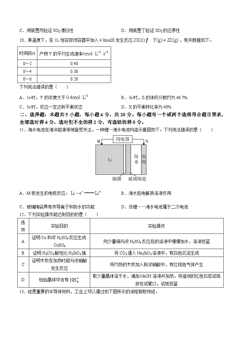 山东省临沂市兰山区2022-2023学年高一下学期期中考试化学试题第3页