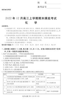 2022-2023学年河南省湘豫名校联考高三上学期12月期末摸底考试化学PDF版含答案