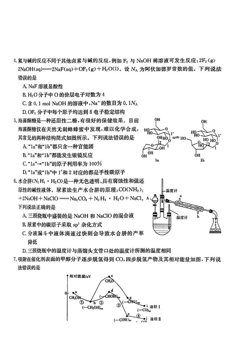 2023届广东省湛江市高三下学期二模化学试卷PDF版含答案02