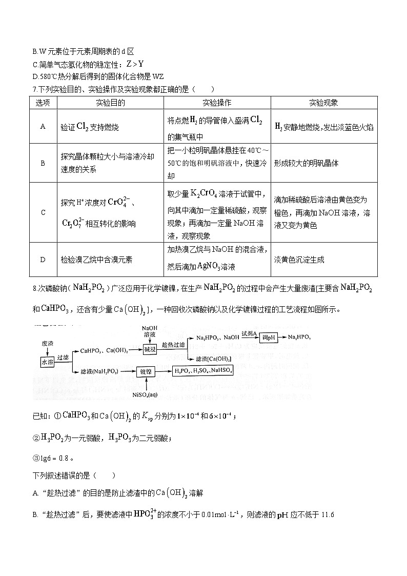 湖南省株洲市2023届高三适应性模拟考试化学试题(无答案)第3页