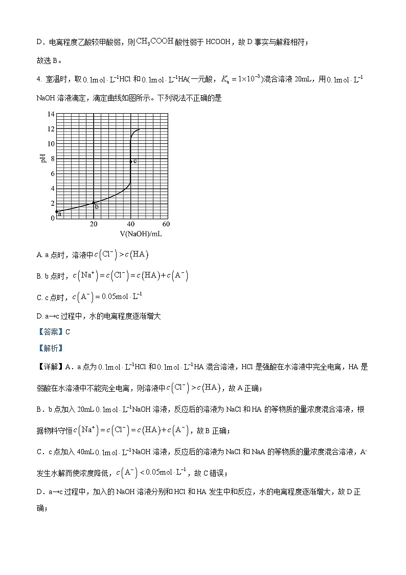 精品解析：湖南省长沙市湖南师范大学附属中学2022-2023学年高二下学期期中考试化学试题（解析版）03