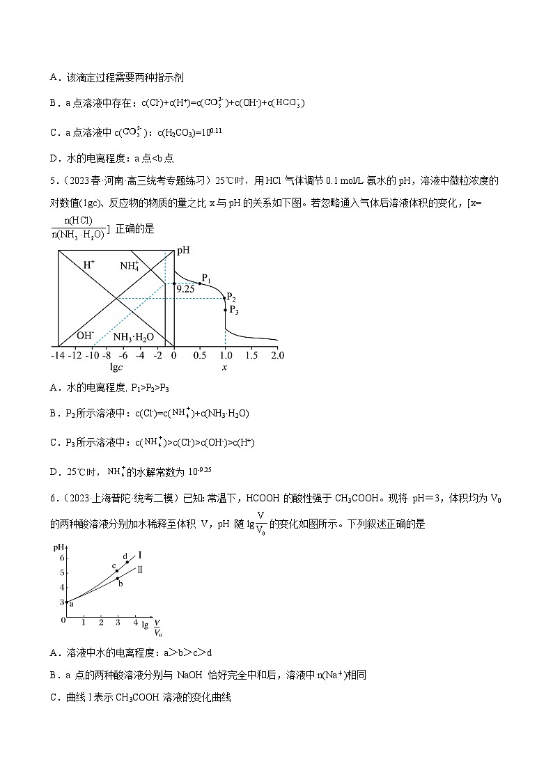 必刷题12 水溶液中的图像分析问题——【高考三轮冲刺】2023年高考化学考前20天冲刺必刷题（全国卷）（原卷版）第3页