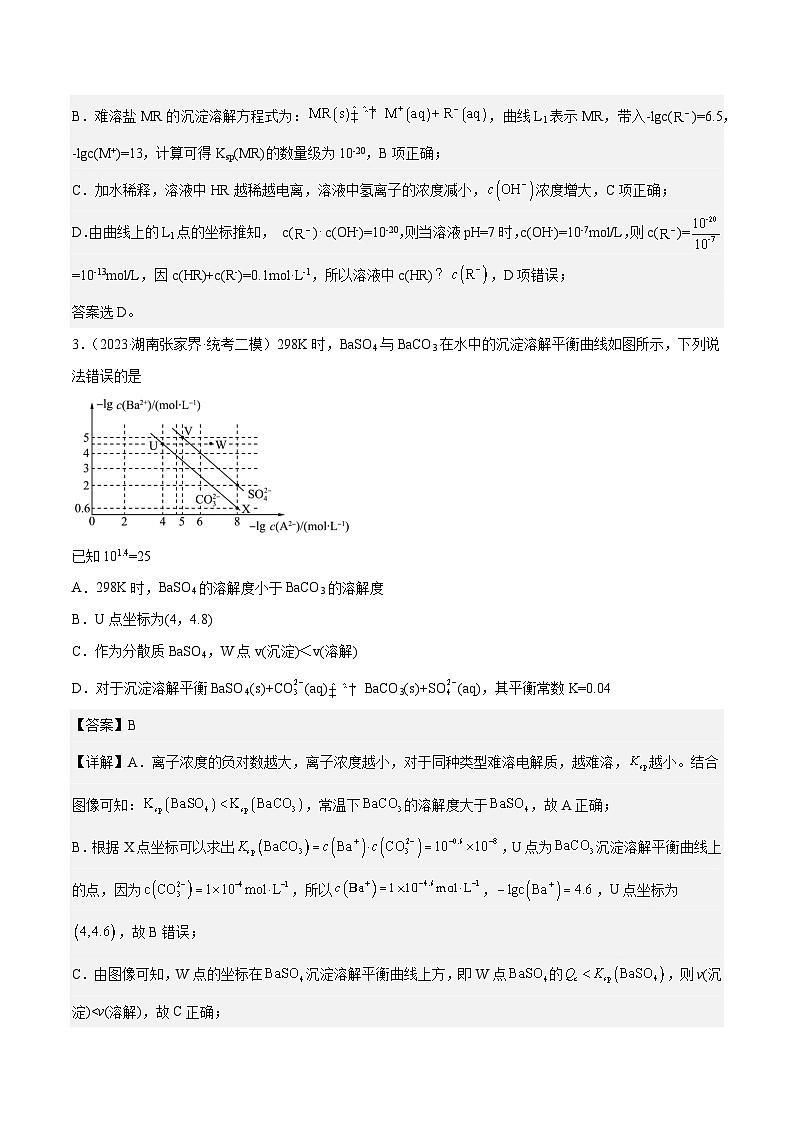 必刷题13 难溶电解质的沉淀溶解平衡——【高考三轮冲刺】2023年高考化学考前20天冲刺必刷题（全国卷）（解析版）第3页