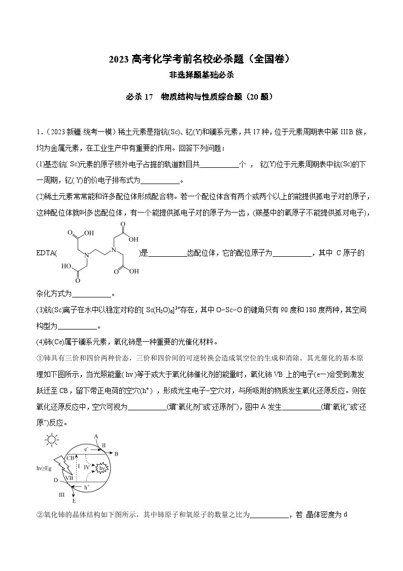 必刷题17 物质结构与性质的综合——【高考三轮冲刺】2023年高考化学考前20天冲刺必刷题（全国卷）（原卷版+解析版）01