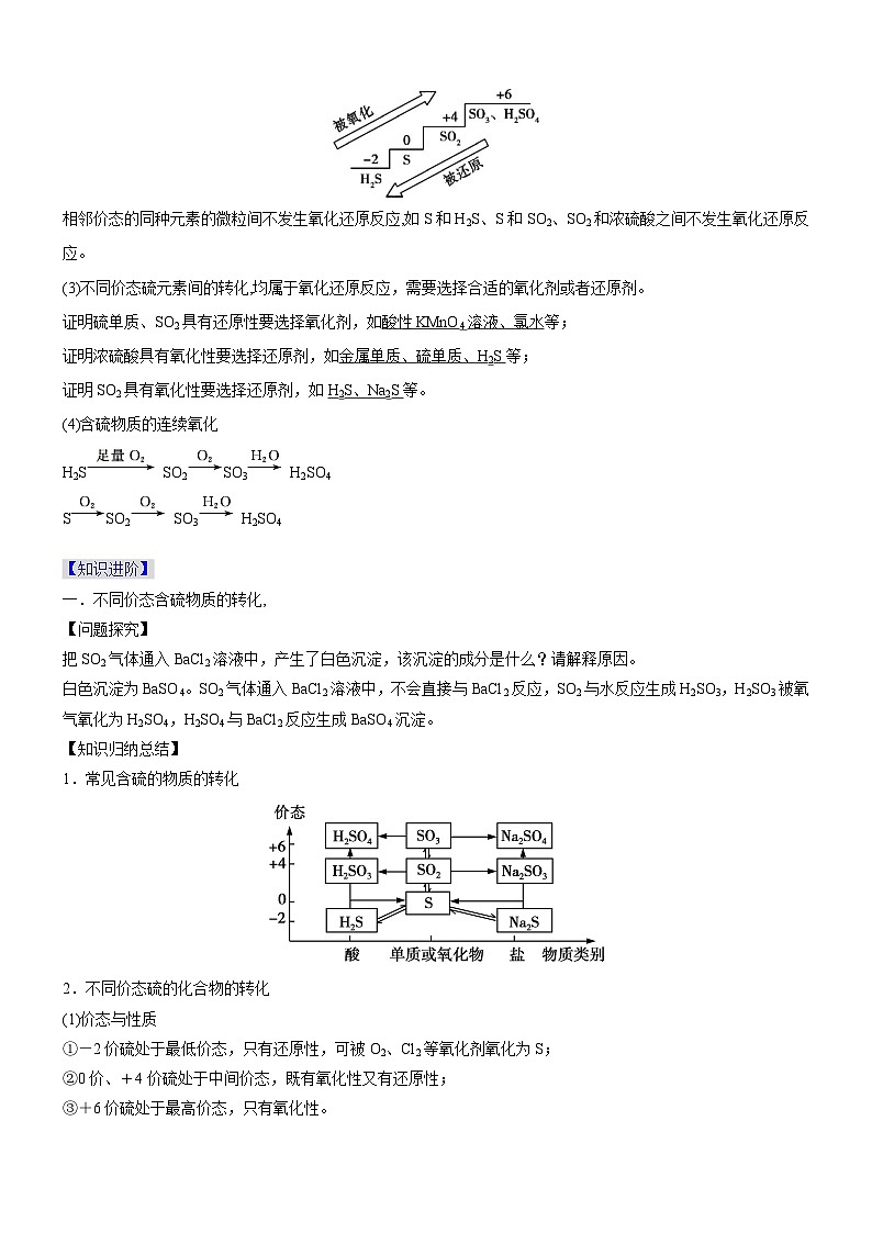 5.1.3 不同价态含硫物质的转化（精品学案）-高一化学同步学习高效学讲练（人教版必修第二册）03
