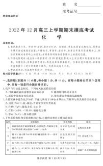 河南省湘豫名校联考2022-2023学年高三上学期12月期末摸底考试化学试题 PDF版含解析