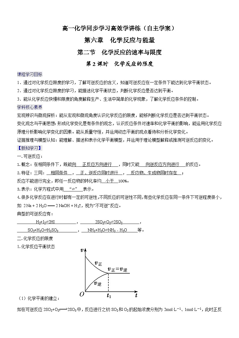 6.2.2 化学反应的限度（精品学案）-高一化学同步学习高效学讲练（人教版必修第二册）01