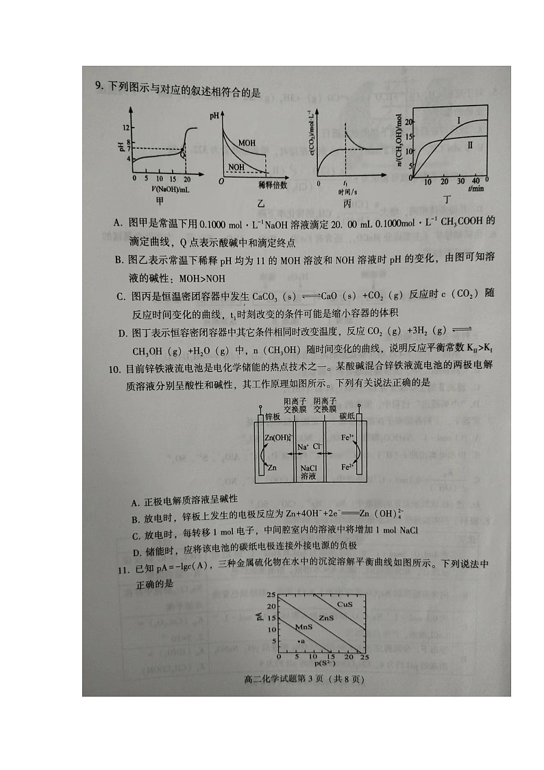 江苏省徐州市铜山区2022-2023学年高二下学期期中考试化学试卷第3页
