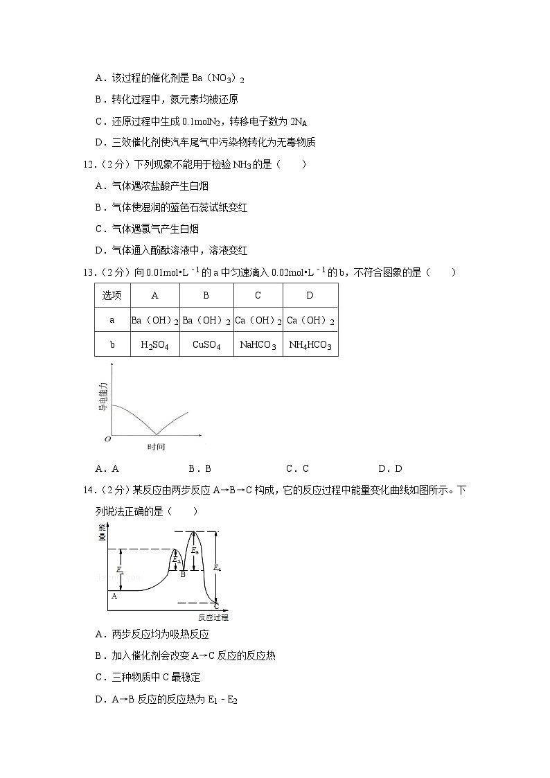 2021-2022学年上海市黄浦区高三（上）期末化学试卷（一模）03