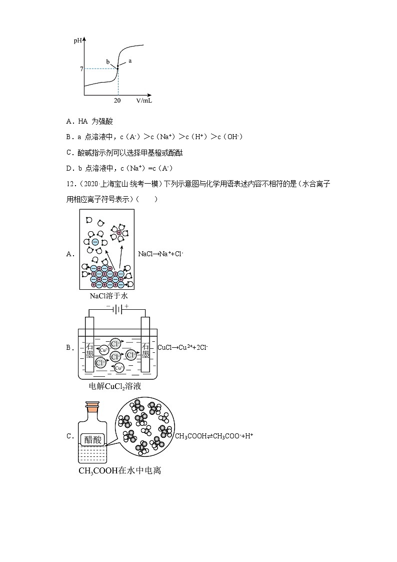 上海高考化学三年（2020-2022）模拟题分类汇编-81水溶液中的离子反应和平衡（13）03