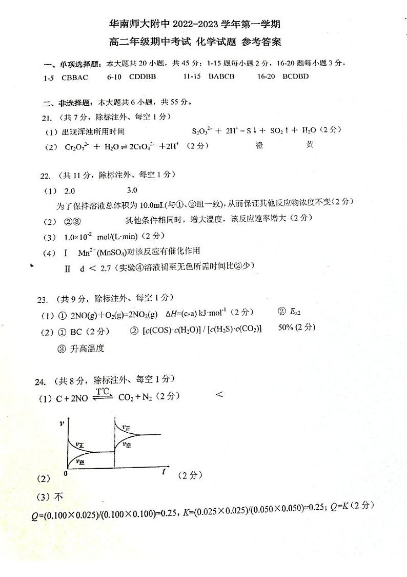 2022-2023学年广东省华南师范大学附属中学高二上学期期中考试化学 PDF版01