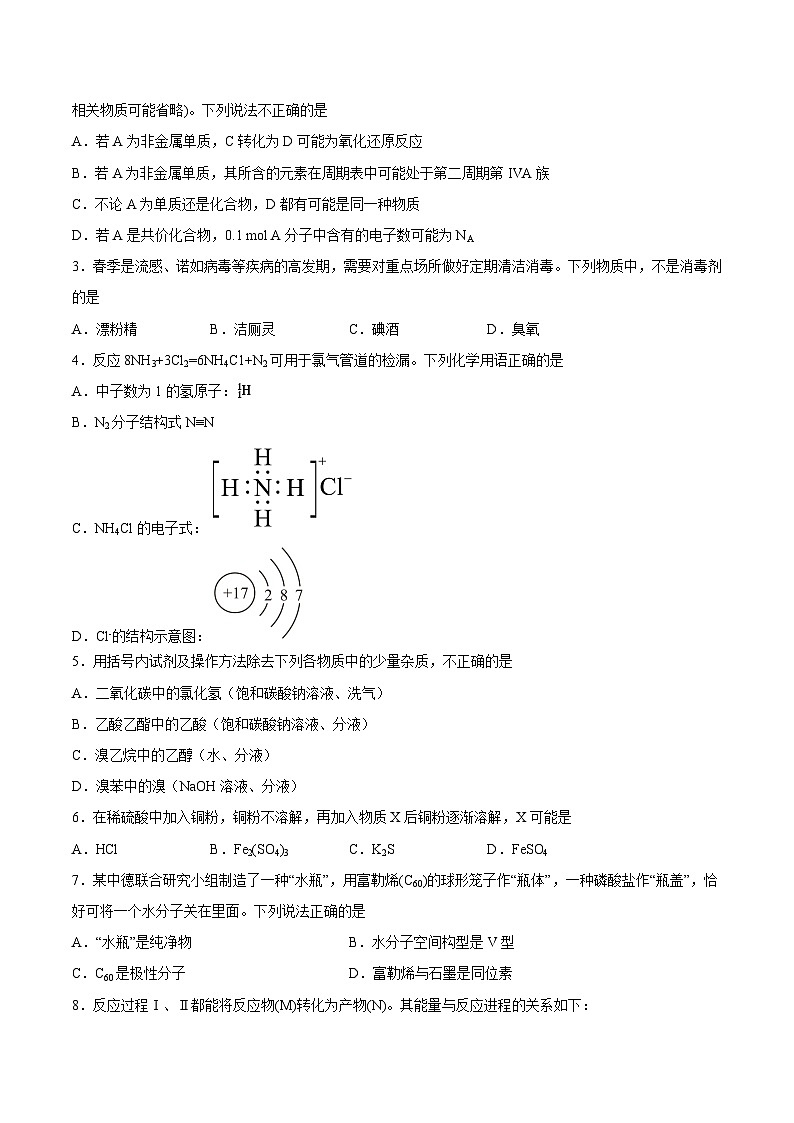 2023年高考化学押题预测卷（二）（上海卷）（含考试版、全解全析、参考答案）02