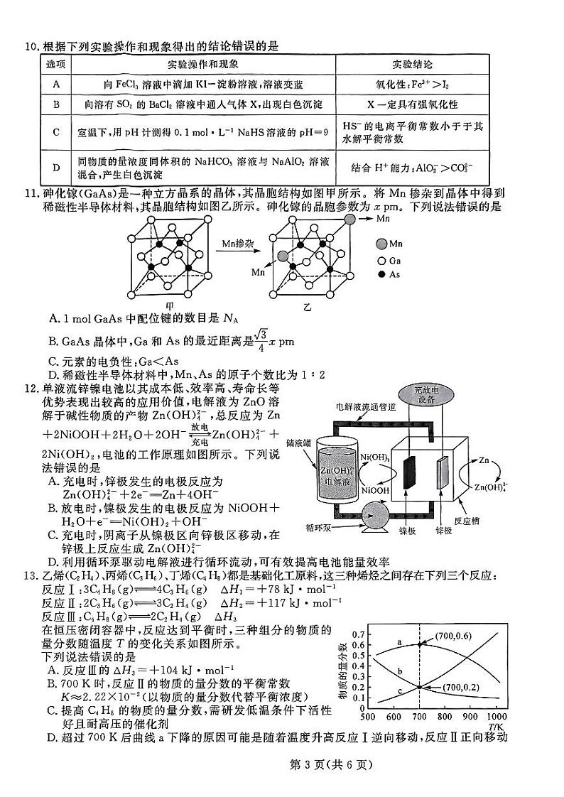 2023届河北省部分示范性高中高三第三次模拟化学试卷+答案第3页