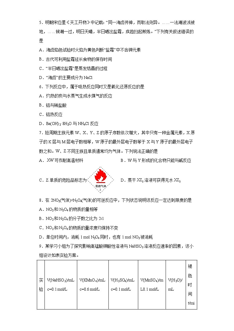山东省滨州市邹平市第二中学2022-2023学年高一下学期期中考试化学试题（含解析）02