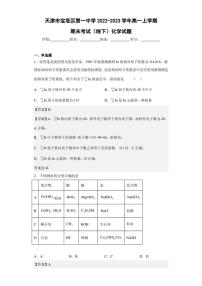 2022-2023学年天津市宝坻区第一中学高一上学期期末考试（线下）化学试题（解析版）