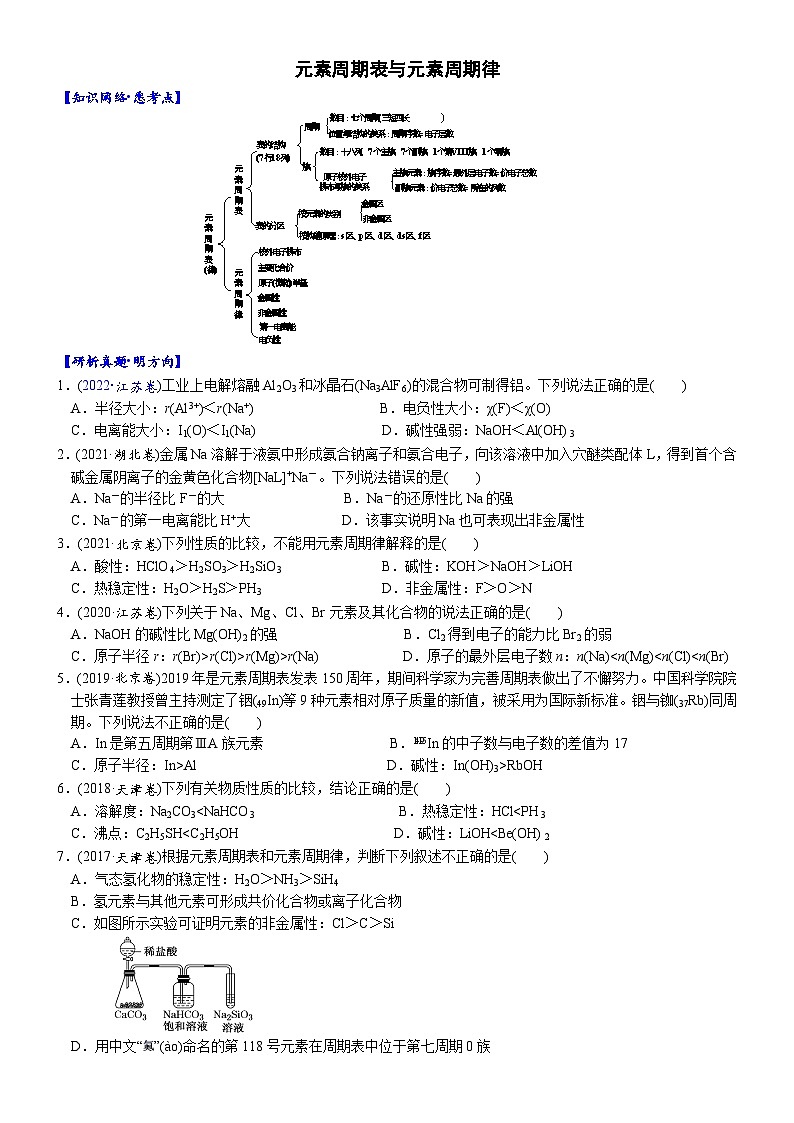 02    考向2   元素周期表与元素周期律（附答案解析）-备战2023年高考化学大二轮专题突破系列（全国通用）第1页