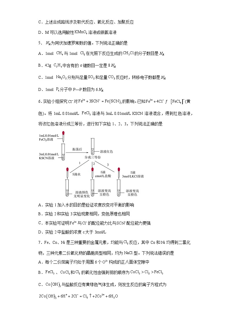 河北省沧州市盐山县2023届高三下学期二模化学试题（含解析）02