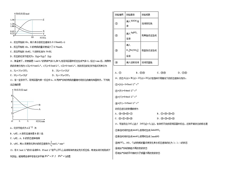 第六章第二节化学反应的速率与限度同步练习第2页