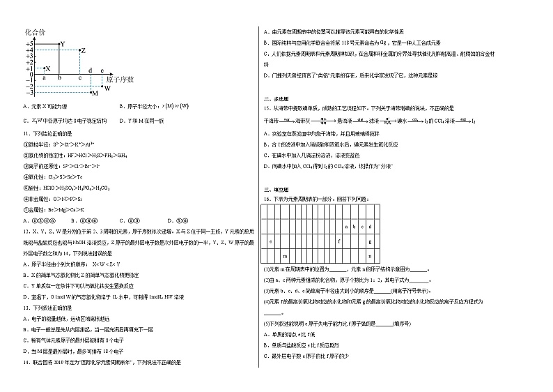 第1章原子结构元素周期律单元练习02
