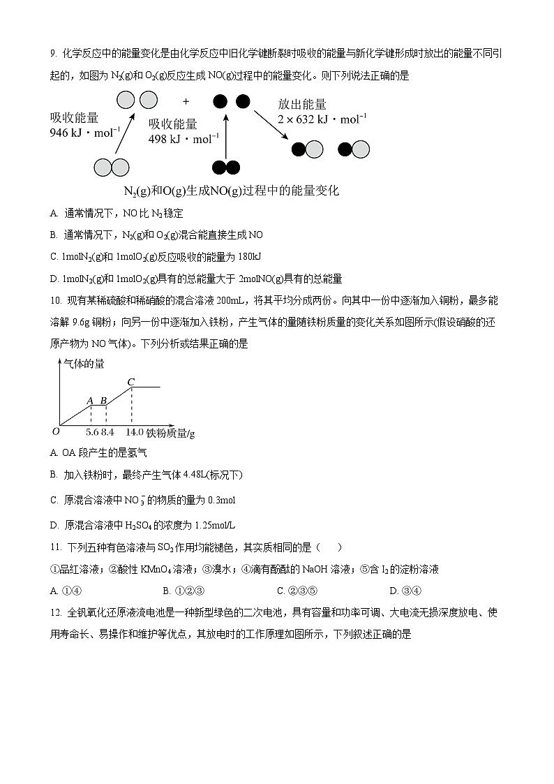 重庆市渝高中学2022-2023学年高一下学期期中考试化学试题  Word版无答案第3页
