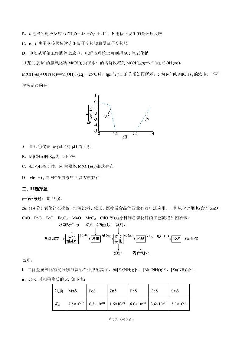 2023年【全国乙卷】高考押题预测卷01化学试题 PDF版03