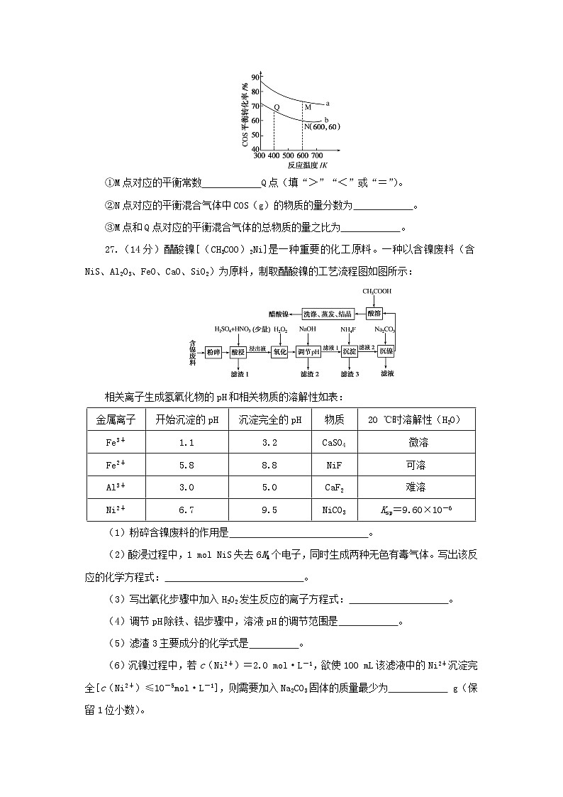 统考版2023高考化学二轮专题复习考前非选择题适应性训练训练三第2页