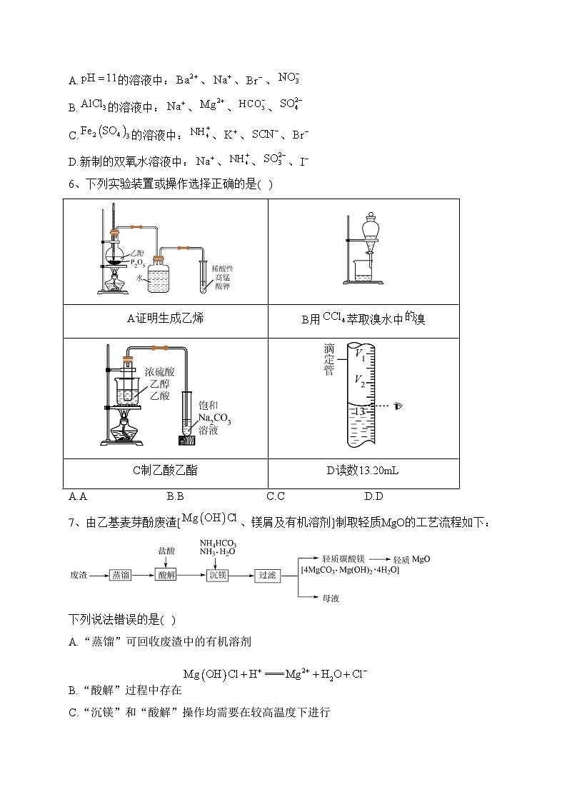 福建省莆田市2021-2022学年高二下学期期末质量监测化学试卷(含答案)02
