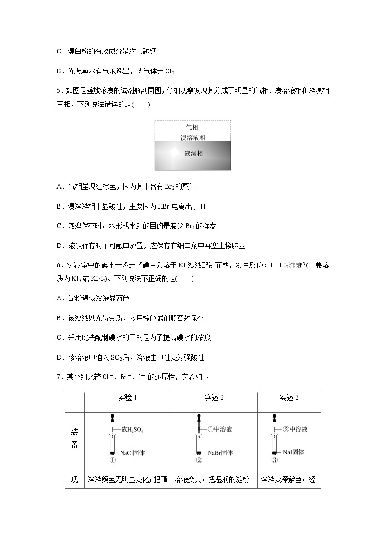 2024届高考一轮复习化学课时练　第20练　卤族元素　溴、碘单质的提取（含答案）02