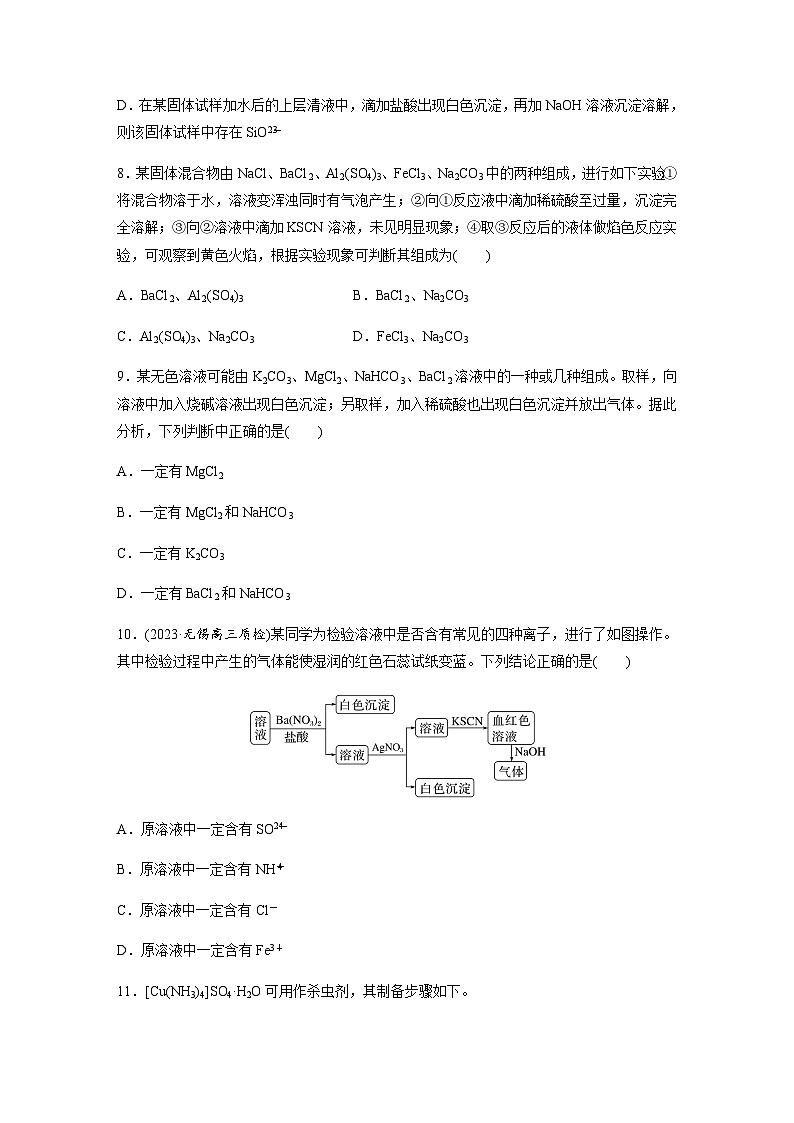2024届高考一轮复习化学课时练　第6练　离子共存、离子检验与推断（含答案）第3页