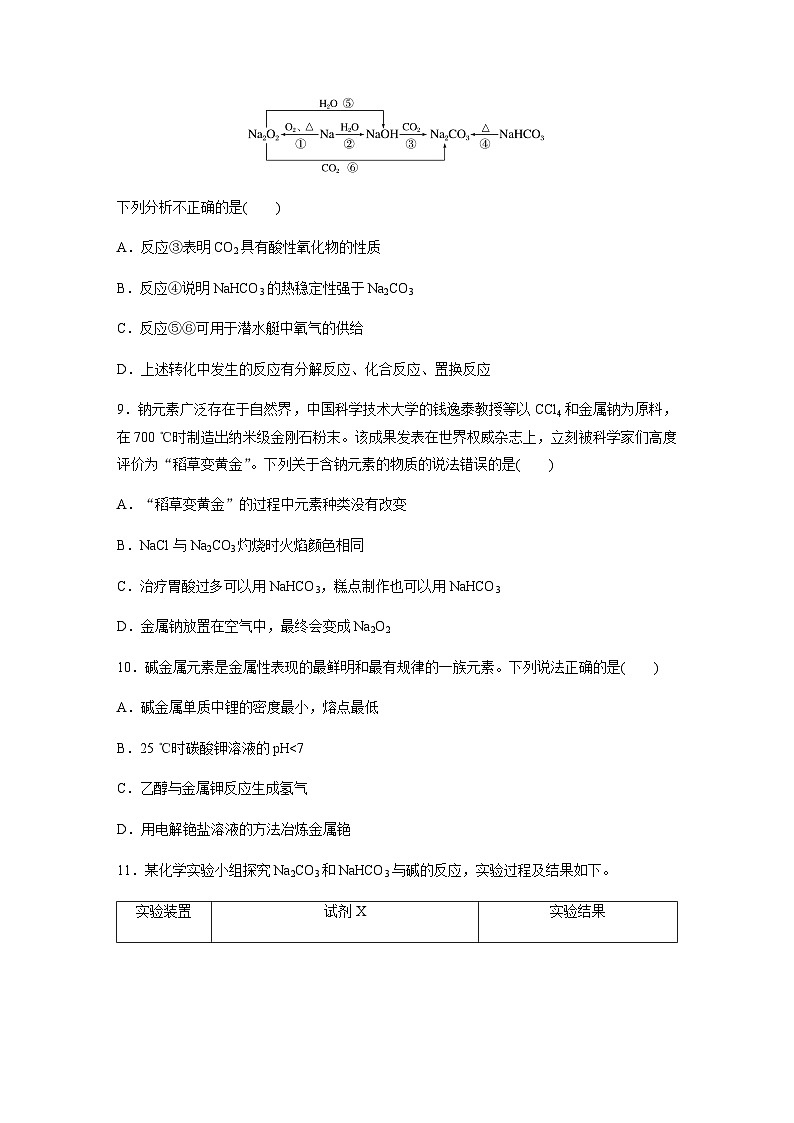 2024届高考一轮复习化学课时练　第13练　碳酸钠和碳酸氢钠　碱金属（含答案）03