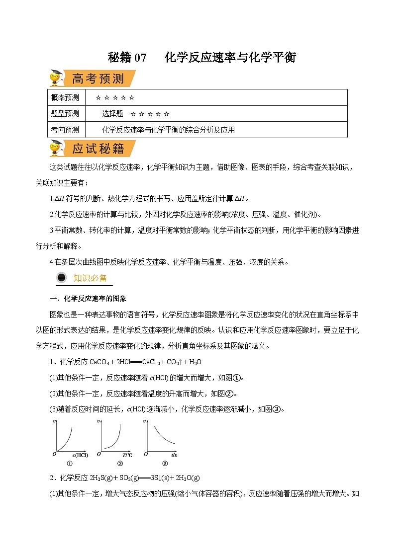 秘籍07 化学反应速率与化学平衡-备战2023年高考化学抢分秘籍（新高考专用） 试卷01