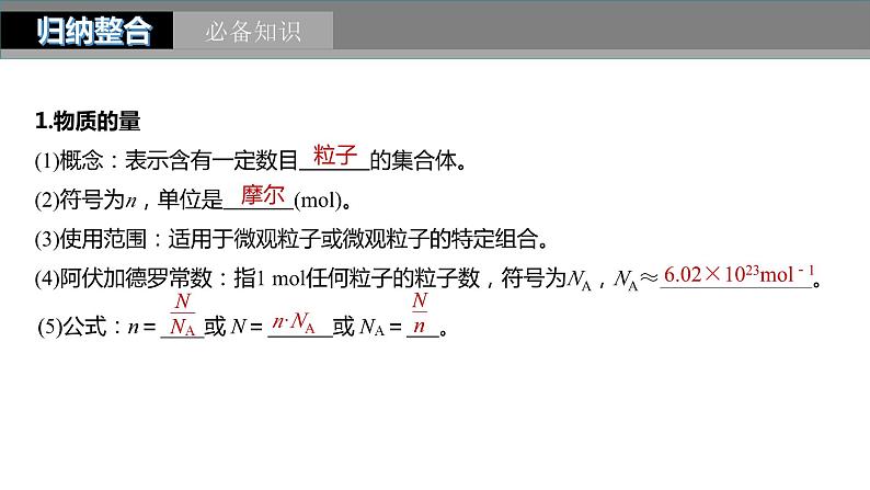 2024年高考化学一轮复习　第2讲　物质的量　气体摩尔体积课件PPT05