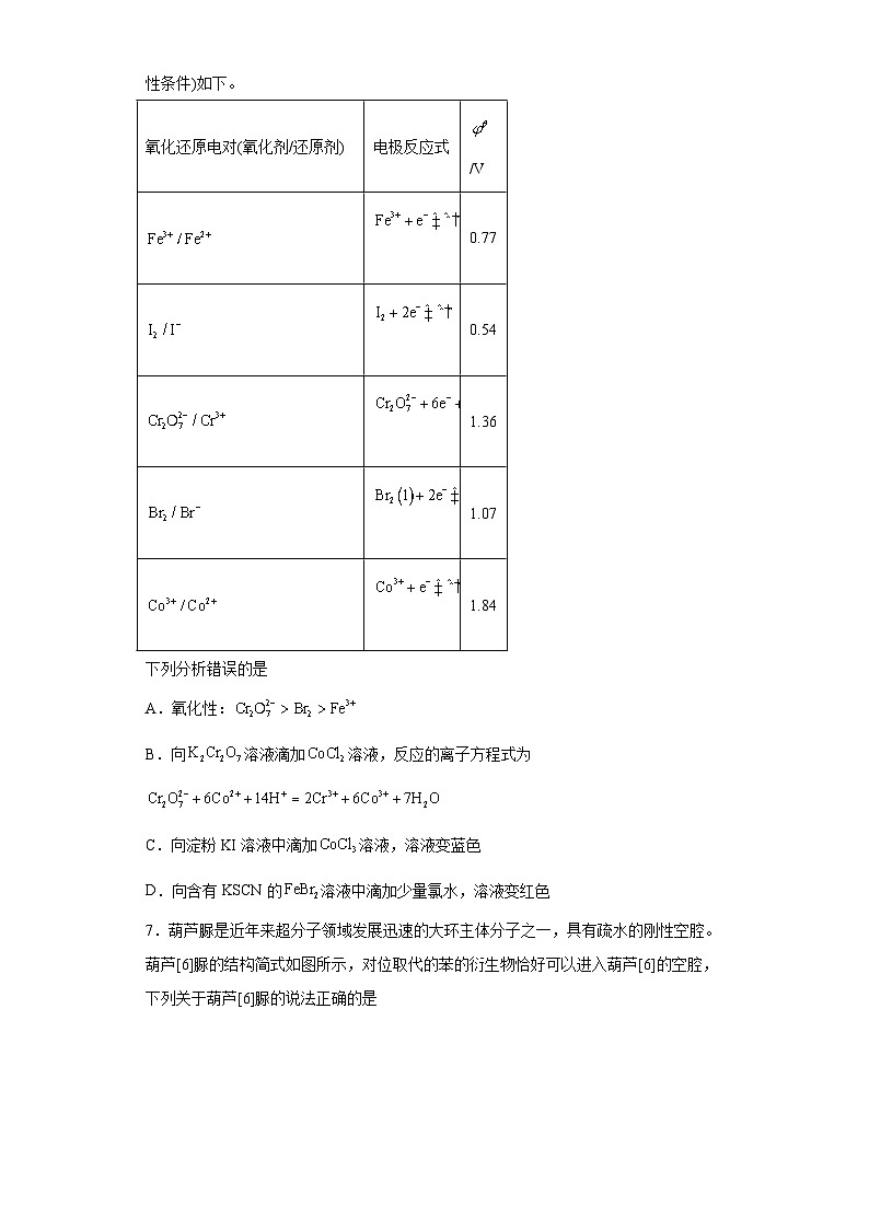 山东省滨州市2023届高三二模化学试题（含答案）03