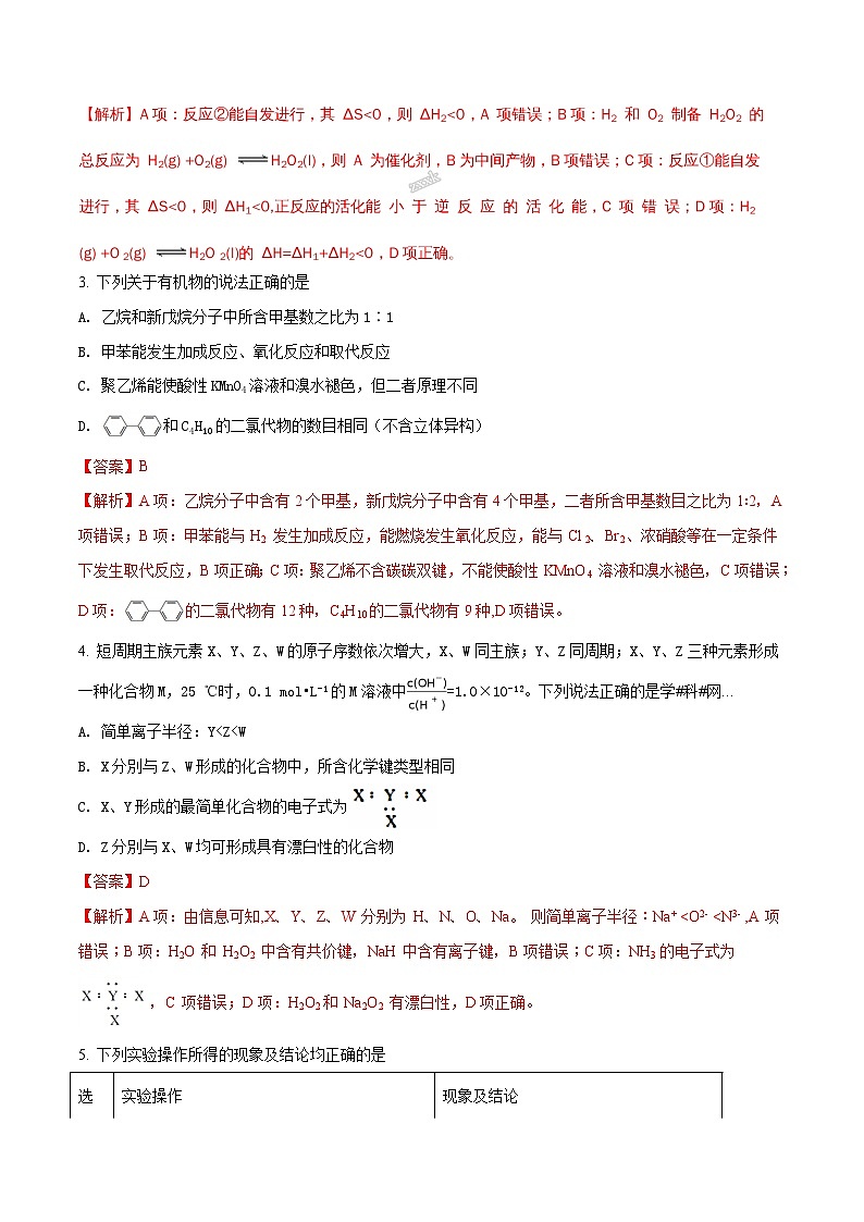精品解析：【全国百强校】河北省衡水中学2017届高三高考押题卷理综化学试题02