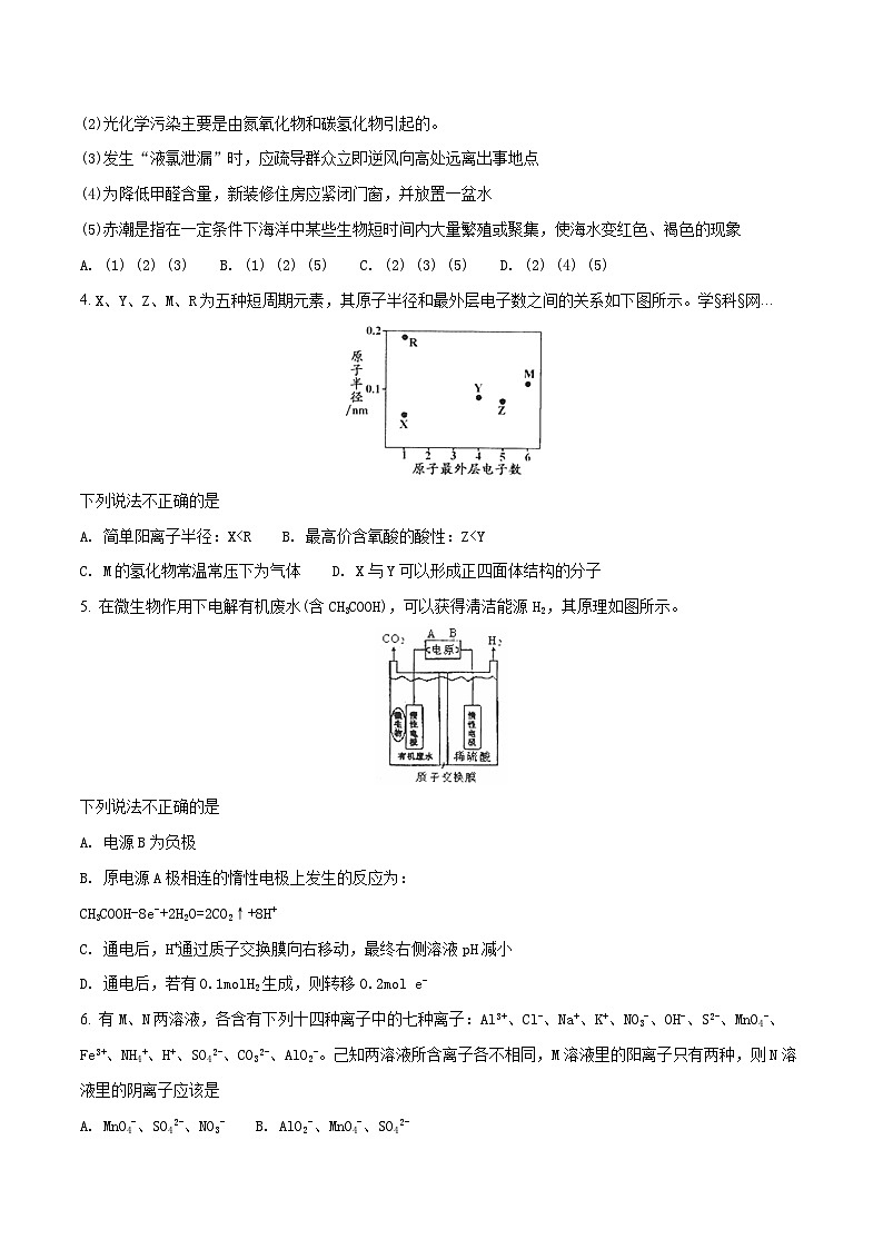 精品解析：【全国百强校】河北省衡水中学2017届高三下学期三模考试理综化学试题02