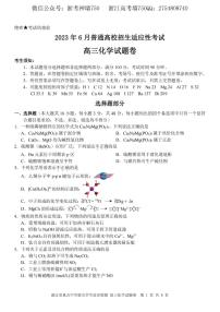 浙江省重点中学拔尖学生培养联盟2023届高三下学期6月适应性考试化学卷