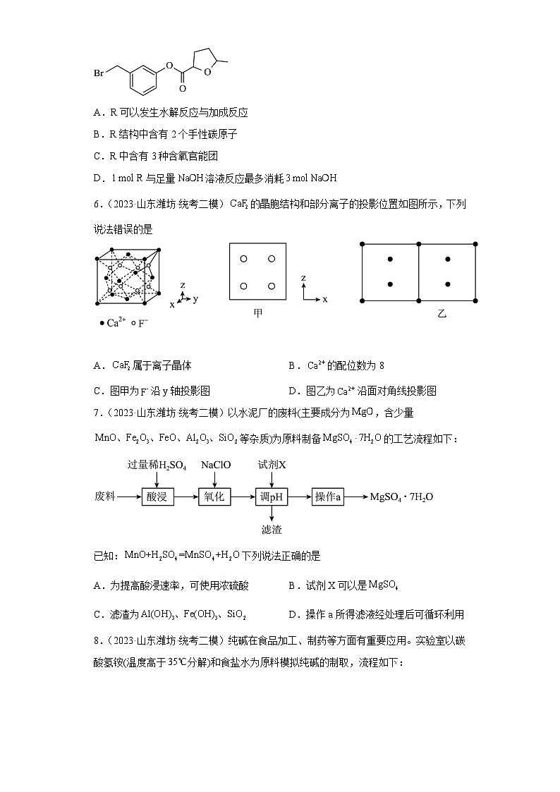 山东省潍坊市2021届-2023届高考化学三年模拟（二模）按题型分类汇编-01选择题第2页